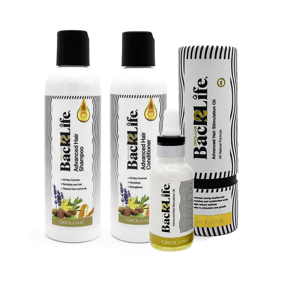 Back2Life Groluxe Advanced Hair Stimulation Oil, Nourishing Shampoo & Moisturising Conditioner